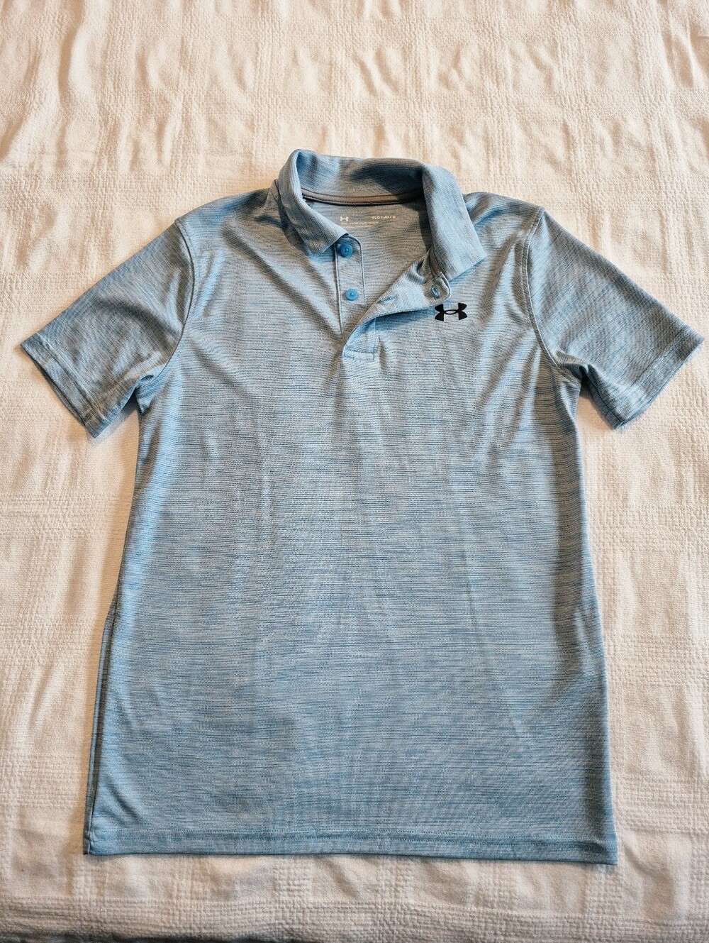 Under Armour boys youth XL Light blue short sleeve polo shirt VGUC